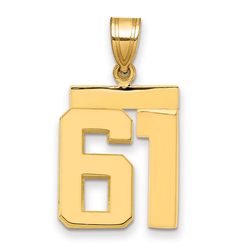 14k Medium Polished Number 61 Charm, 2.21 g