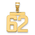 14k Medium Polished Number 62 Charm, 2.38 g