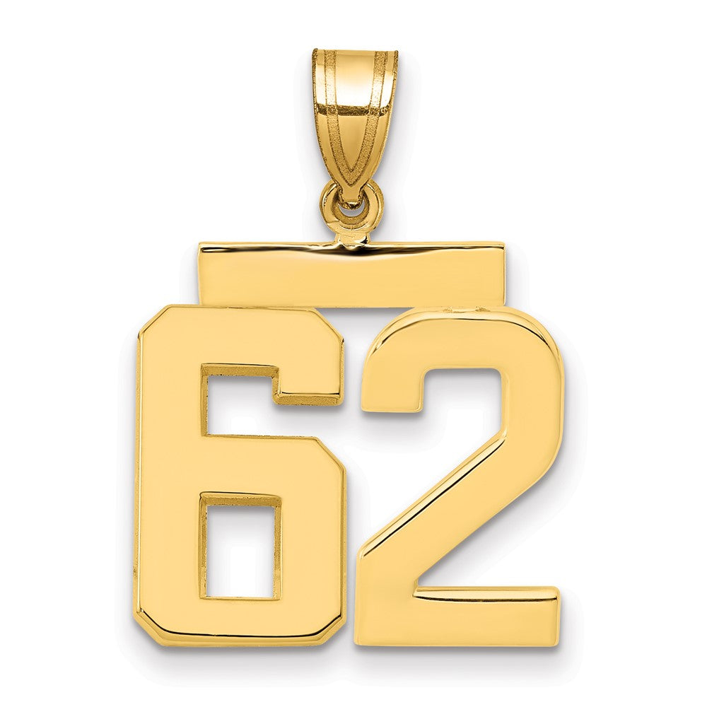 14k Medium Polished Number 62 Charm, 2.38 g