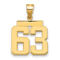 14k Medium Polished Number 63 Charm, 2.47 g