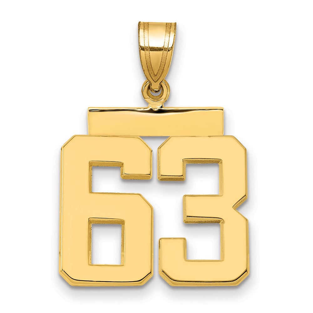 14k Medium Polished Number 63 Charm, 2.47 g