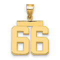 14k Medium Polished Number 66 Charm, 2.65 g