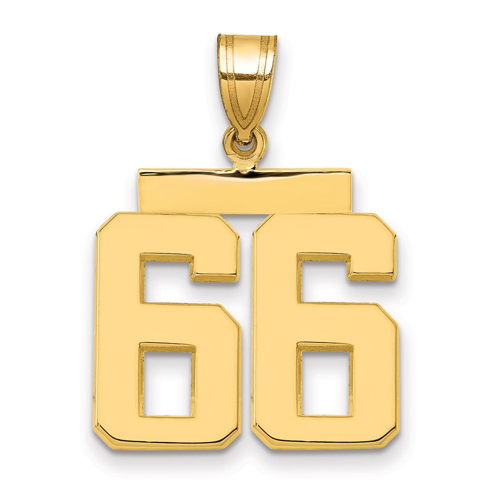 14k Medium Polished Number 66 Charm, 2.65 g