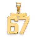 14k Medium Polished Number 67 Charm, 2.3 g