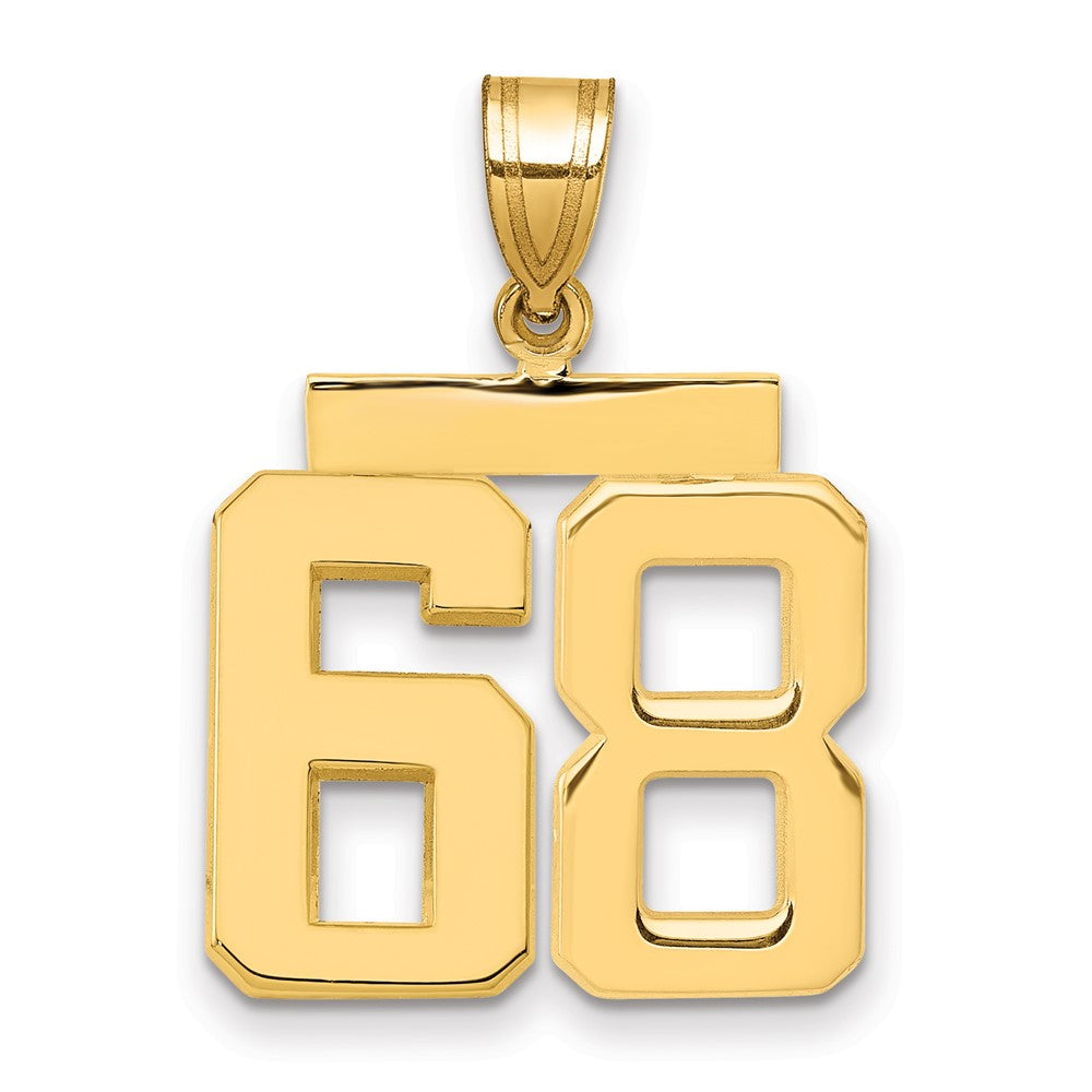 14k Medium Polished Number 68 Charm, 2.63 g