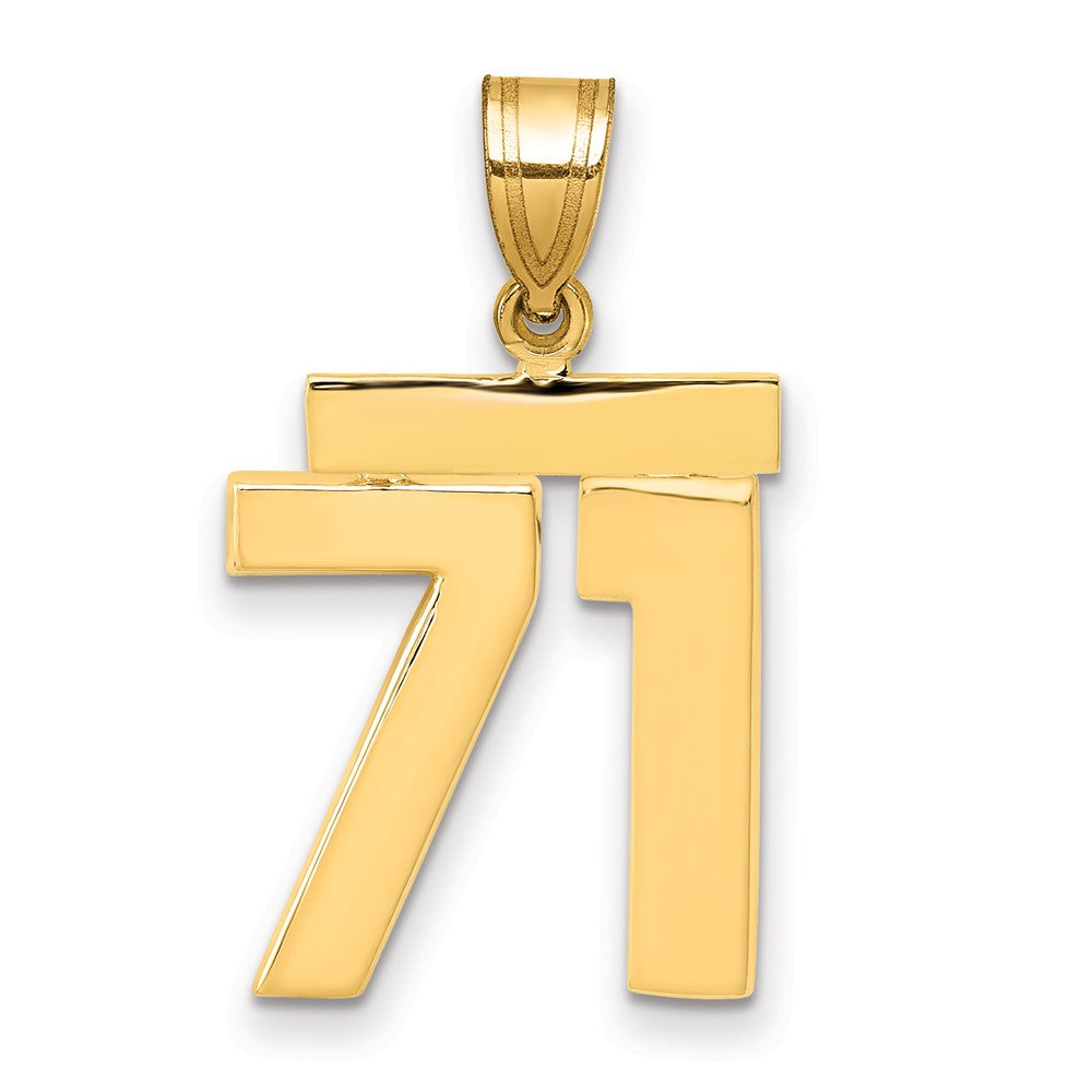 14k Medium Polished Number 71 Charm, 1.86 g