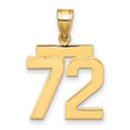14k Medium Polished Number 72 Charm, 2.02 g