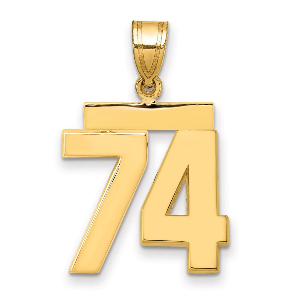 14k Medium Polished Number 74 Charm, 2.1 g