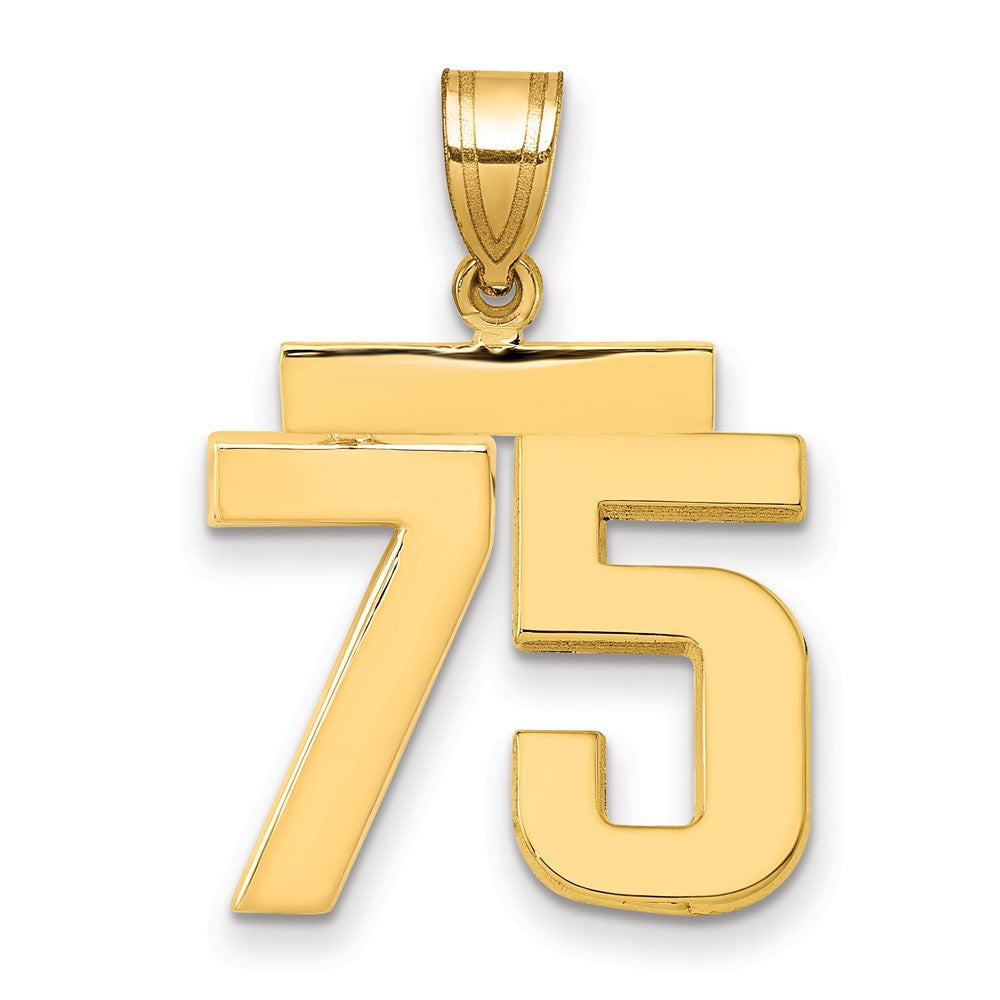 14k Medium Polished Number 75 Charm, 2.17 g