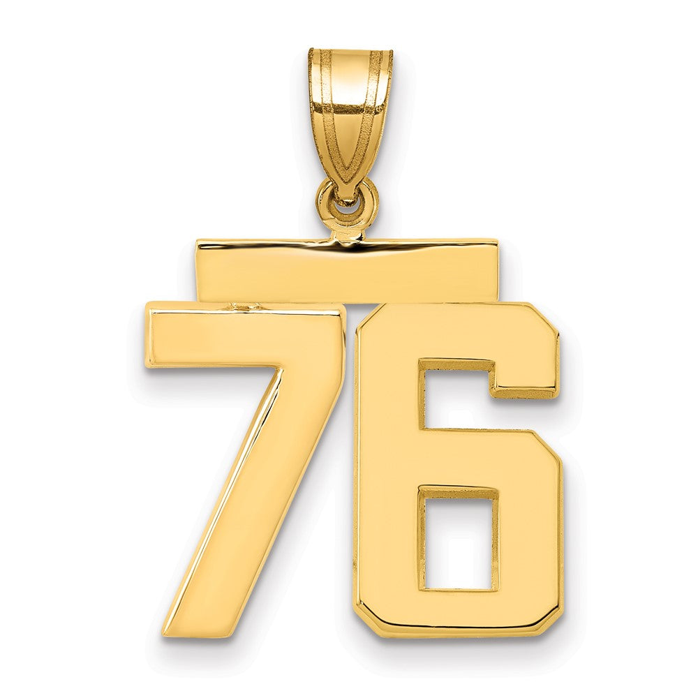 14k Medium Polished Number 76 Charm, 2.3 g