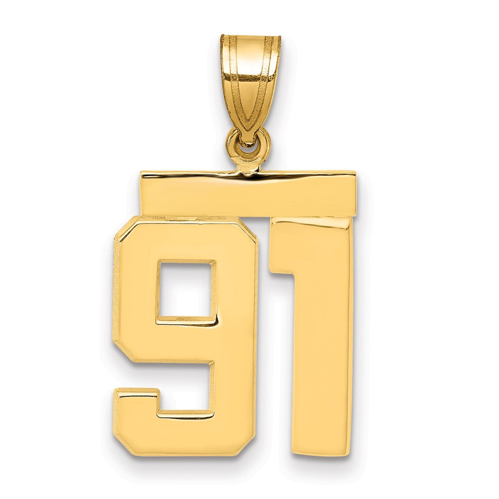 14k Medium Polished Number 91 Charm, 2.21 g