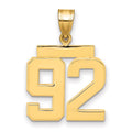 14k Medium Polished Number 92 Charm, 2.38 g
