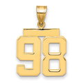 14k Medium Polished Number 98 Charm, 2.63 g