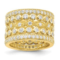 Affordable Expressions Sterling Silver Gold-plated CZ Five Ring Set, Size 6