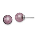 Sterling Silver Rhodium-plated Lavender Italian Murano Earrings, 8 x 8 mm