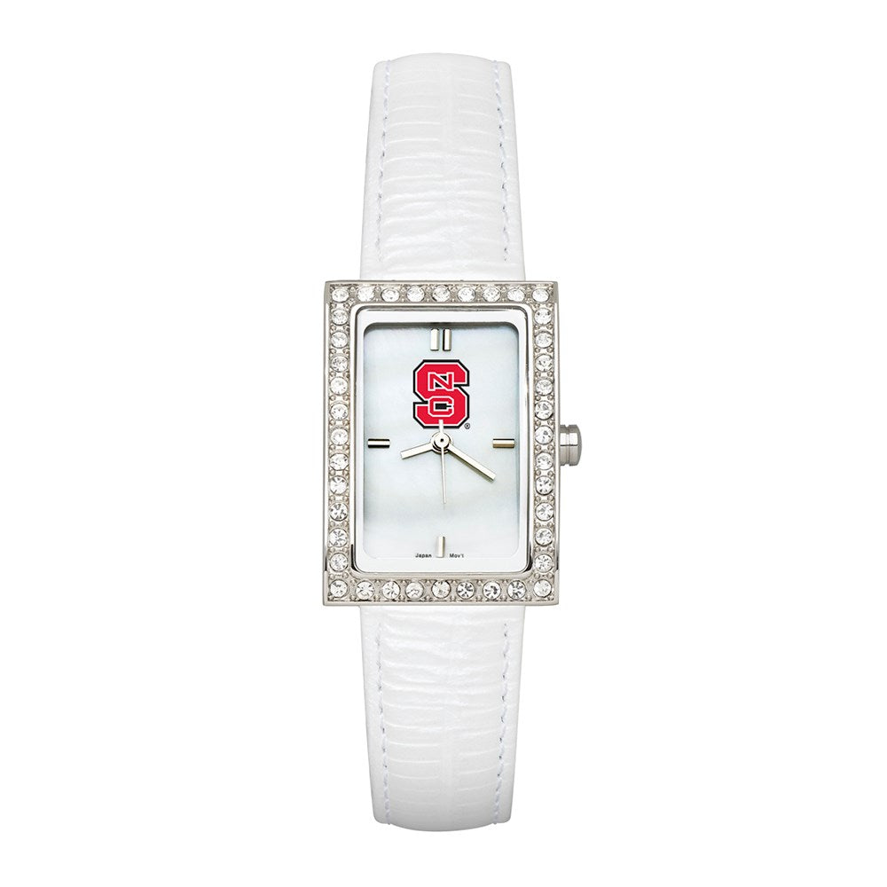 NORTH CAROLINA STATE LADIES ALLURE WATCH WHITE LEATHER STRAP
