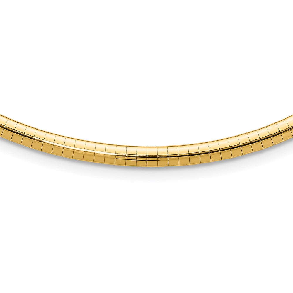 14k Polished 4mm Standard Weight 16 inch Domed Omega Necklace, 16 x 4 mm