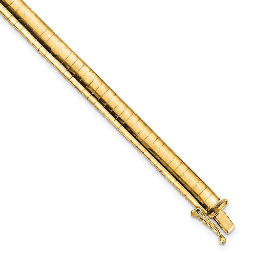 14k Polished 6mm 7 inch Domed Omega Bracelet, 7 x 6 mm