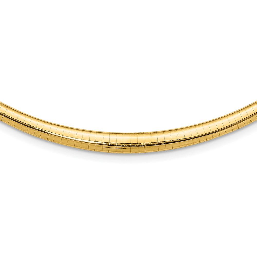 14k Polished 3/6mm Graduated Omega Necklace, 16 x 3 mm