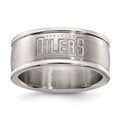 EDMONTON OILERS STAINLESS STEEL LOGO BAND RING SIZE 7, 0.7 x 0.3 mm