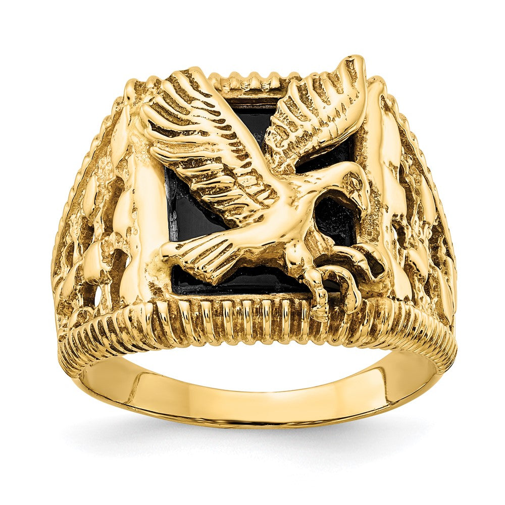 IB Goodman 14k Onyx Eagle Mens Ring, Size 10