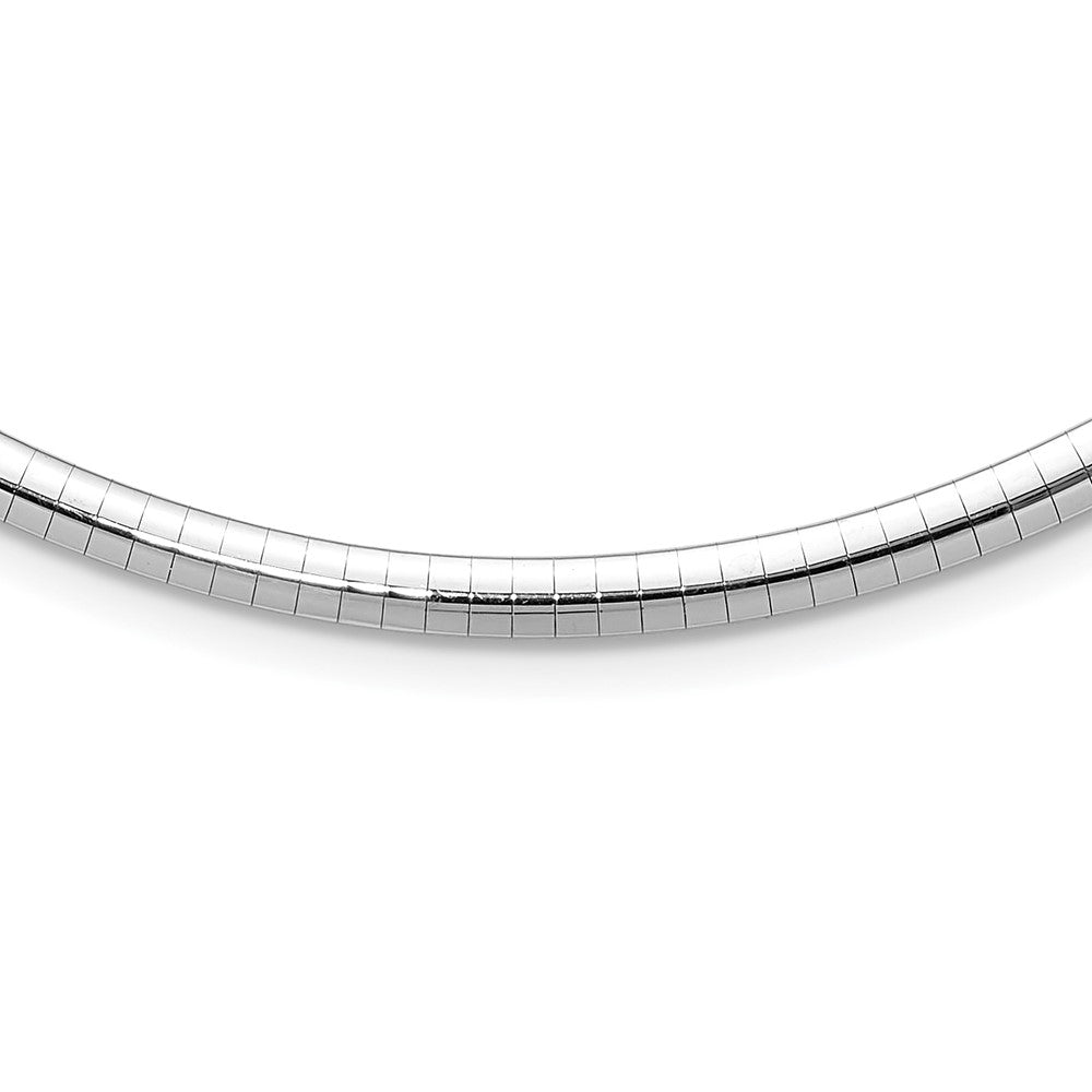 14k White Gold Polished 4mm Standard Weight 16 inch Domed Omega Necklace, 16 x 4 mm