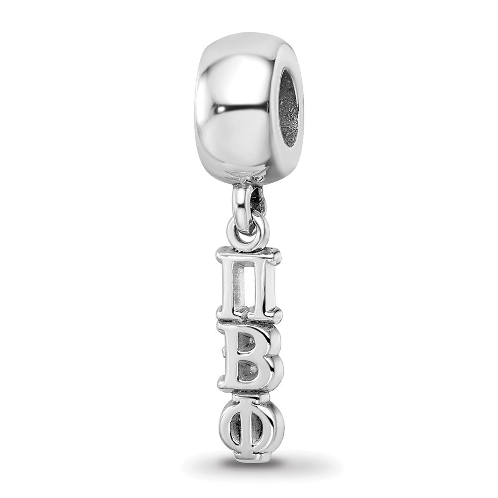 Sterling Silver Rh-plated LogoArt Pi Beta Phi Vertical Letters on Bead, 0.62 x 0.16 mm