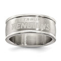 PITTSBURGH PENGUINS STAINLESS STEEL LOGO BAND RING SIZE 8, 0.7 x 0.3 mm