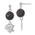 Sterling Silver NHL Pittsburgh Penguins Black Crystal Dangle Earrings