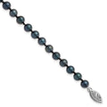 14k White Gold 5-6mm Black Round Akoya Saltwater Cultured Pearl 7 inch Bracelet, 7 mm