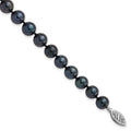 14k White Gold 7-8mm Black Round Akoya Saltwater Cultured Pearl 7 inch Bracelet, 7 mm