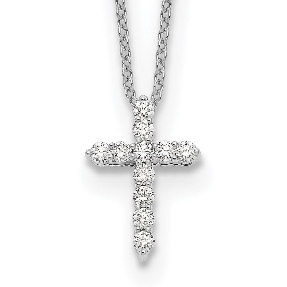 14k White Gold 1/4 carat Lab Grown Diamond VS/SI+ G+ Complete Cross Pendant, 0.22 ct, 18 x 10 mm