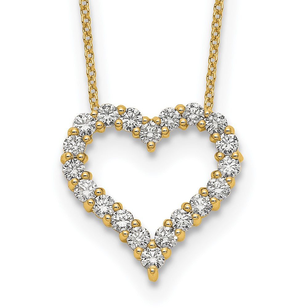 14k Polished 1 carat Diamond Heart 18 inch Necklace, 18 x 18 mm