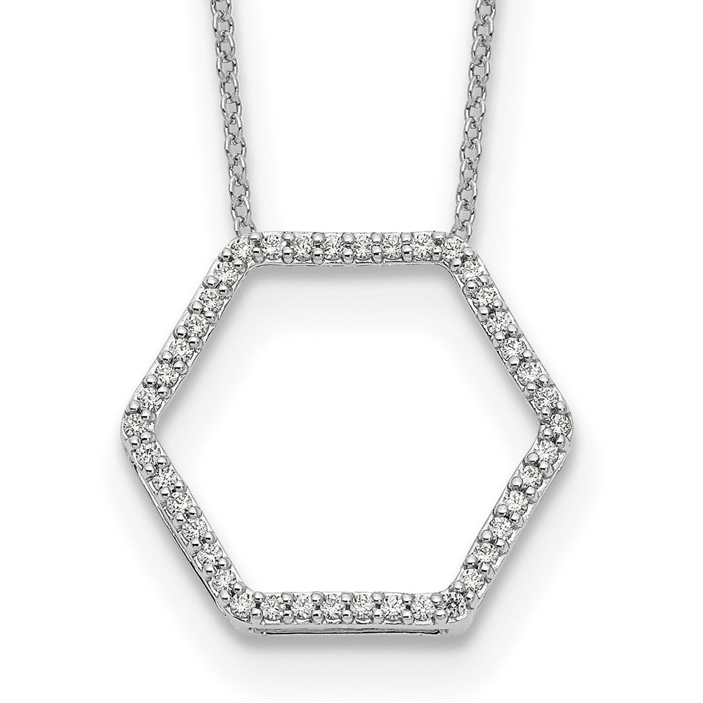 True Origin 14K White Gold 1/4 carat Lab Grown Diamond VS+ F+ 18 in Complete Hexagon Necklace, 0.252 ct, 18 x 3.7 mm