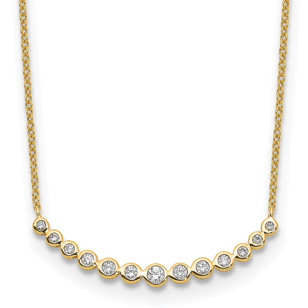 True Origin 14K Yellow Gold 1/4 carat Lab Grown Diamond VS+ F+ 18 in Complete Graduated Curved Bar Necklace, 0.24 ct, 18 x 3.17 mm