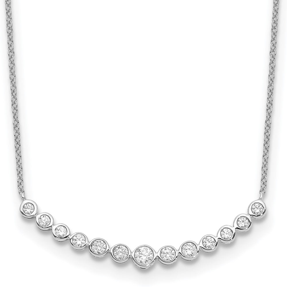 14k White Gold 1/2 carat Diamond Bezel-set Curved Bar 18 inch Necklace, 0.498 ct, 18 x 10 mm