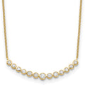 True Origin 14K Yellow Gold 1/2 carat Lab Grown Diamond VS+ F+ 18 in Complete Graduated Curved Bar Necklace, 0.498 ct, 18 x 40 mm
