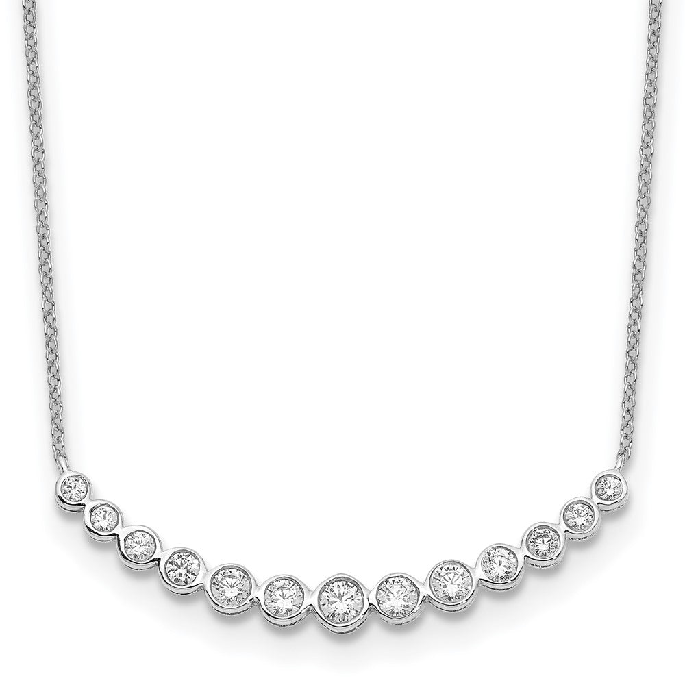 True Origin 14K White Gold 3/4 carat Lab Grown Diamond VS+ F+ 18 in Complete Graduated Curved Bar Necklace, 0.745 ct, 18 x 40 mm