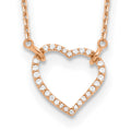 14k Rose Gold Polished 1/5 carat Diamond Heart 18 inch Necklace, 0.215 ct, 18 x 15 mm