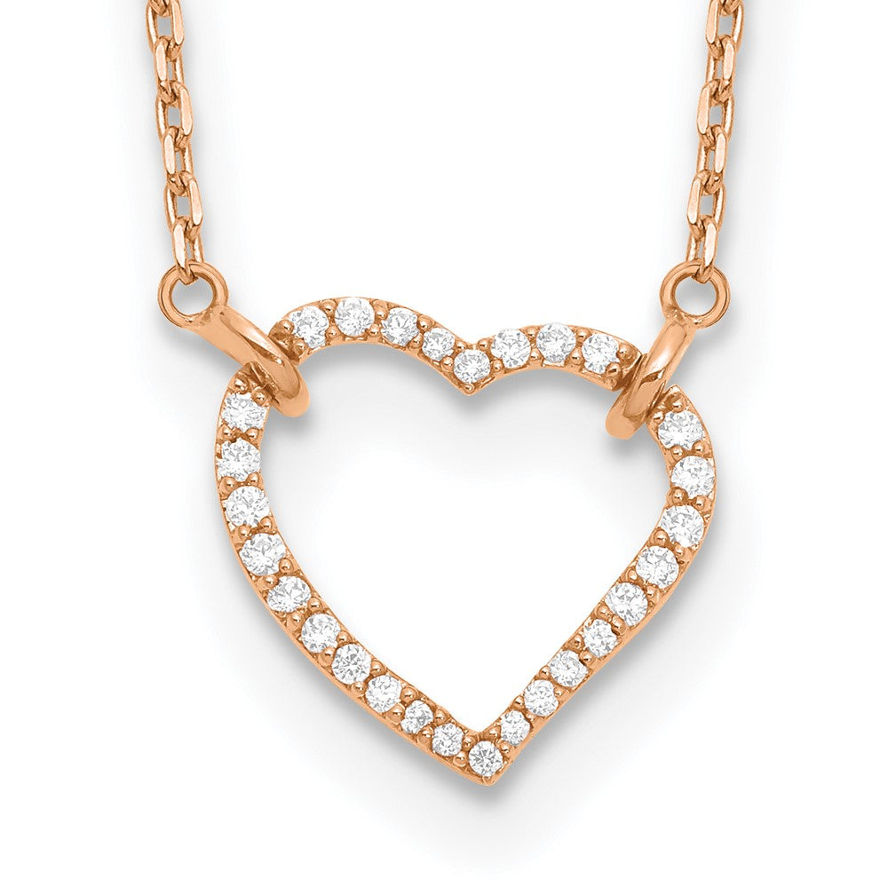True Origin 14K Rose Gold 1/5 carat Lab Grown Diamond VS+ F+ Complete 18 in Hearts Necklace, 0.26 ct, 18 x 14.86 mm