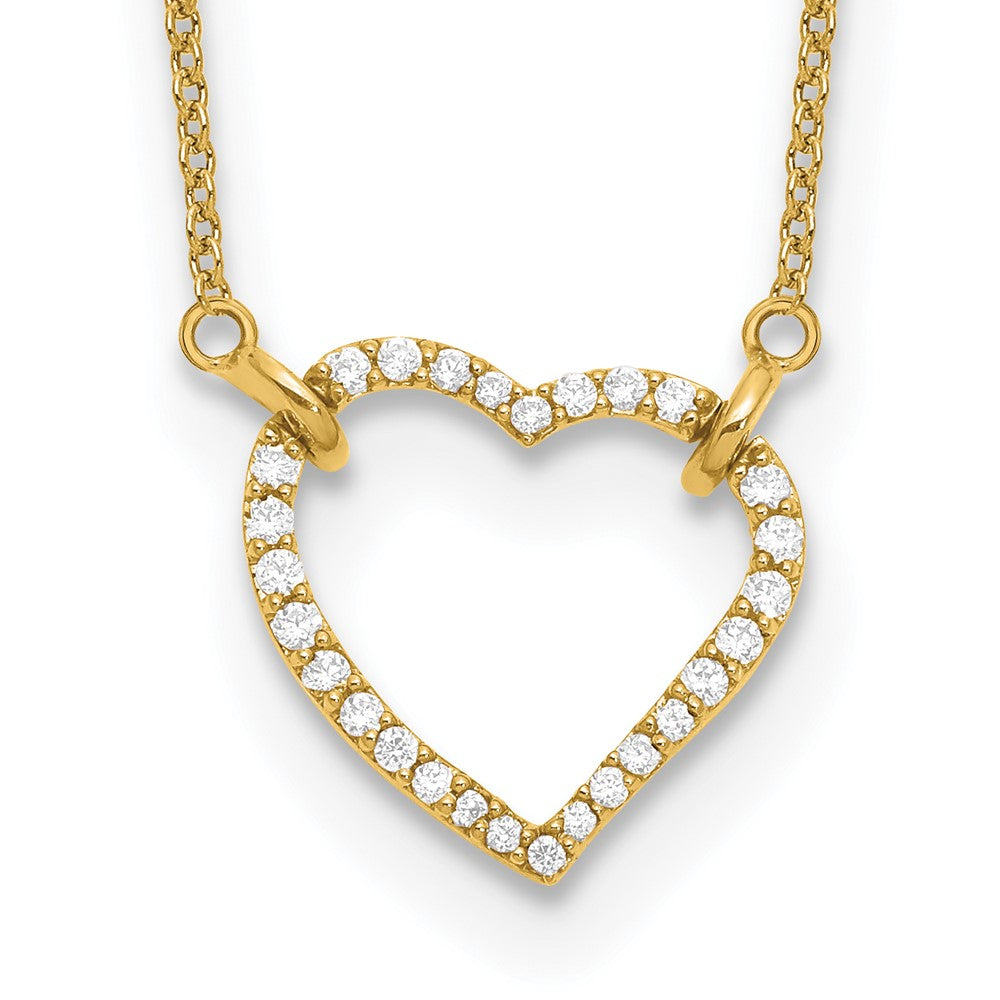 True Origin 14K Yellow Gold 1/5 carat Lab Grown Diamond VS+ F+ Complete 18 in Hearts Necklace, 0.26 ct, 18 x 14.86 mm