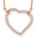 True Origin 14K Rose Gold 3/4 carat Lab Grown Diamond VS+ F+ Complete 18in Open Heart Necklace, 0.69 ct, 18 x 23.94 mm