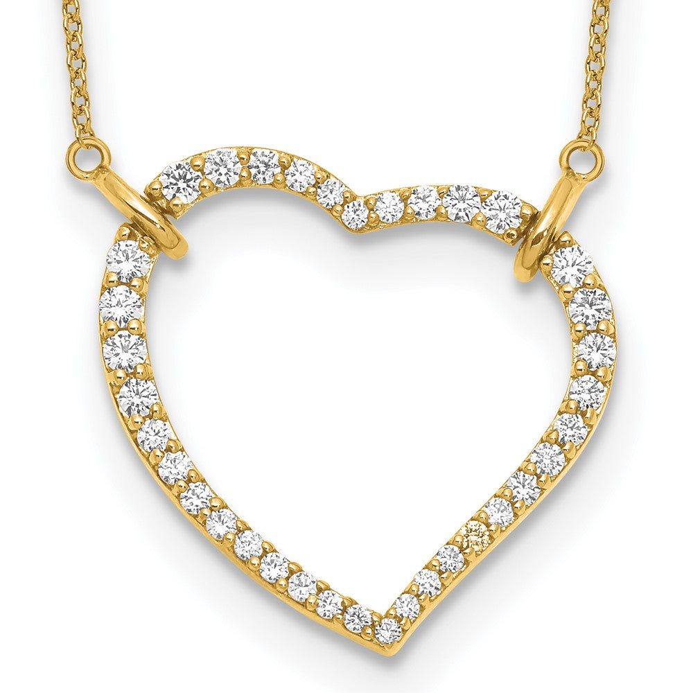 True Origin 14K Yellow Gold 3/4 carat Lab Grown Diamond VS+ F+ Complete 18in Open Heart Necklace, 0.69 ct, 18 x 23.94 mm