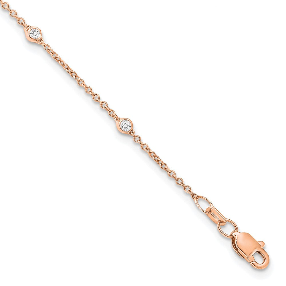True Origin 14K Rose Gold 1/6 carat Lab Grown Diamond VS+ F+ Complete 7 Station 7 in Bracelet, 0.175 ct, 7 x 1.2 mm