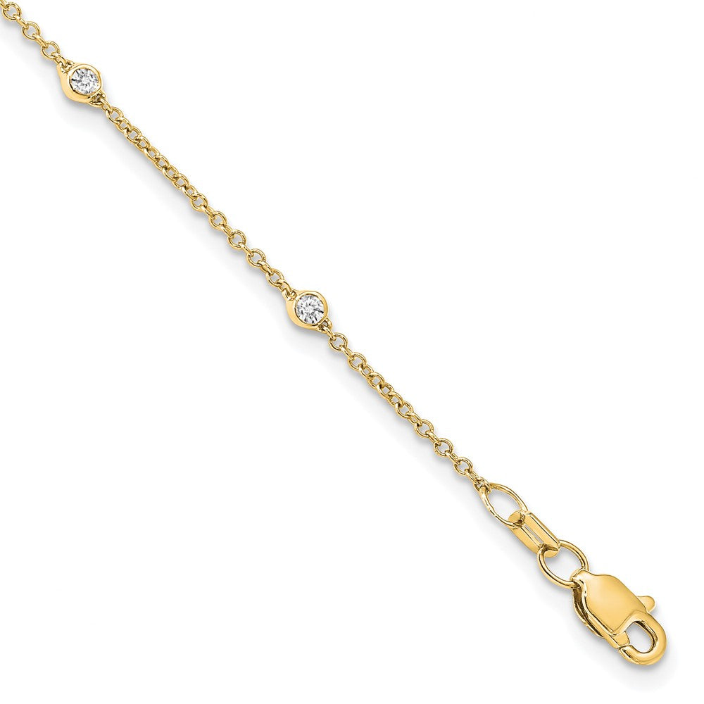 True Origin 14K Yellow Gold 1/6 carat Lab Grown Diamond VS+ F+ Complete 8 Station 8 in Bracelet, 0.202 ct, 8 x 1.2 mm