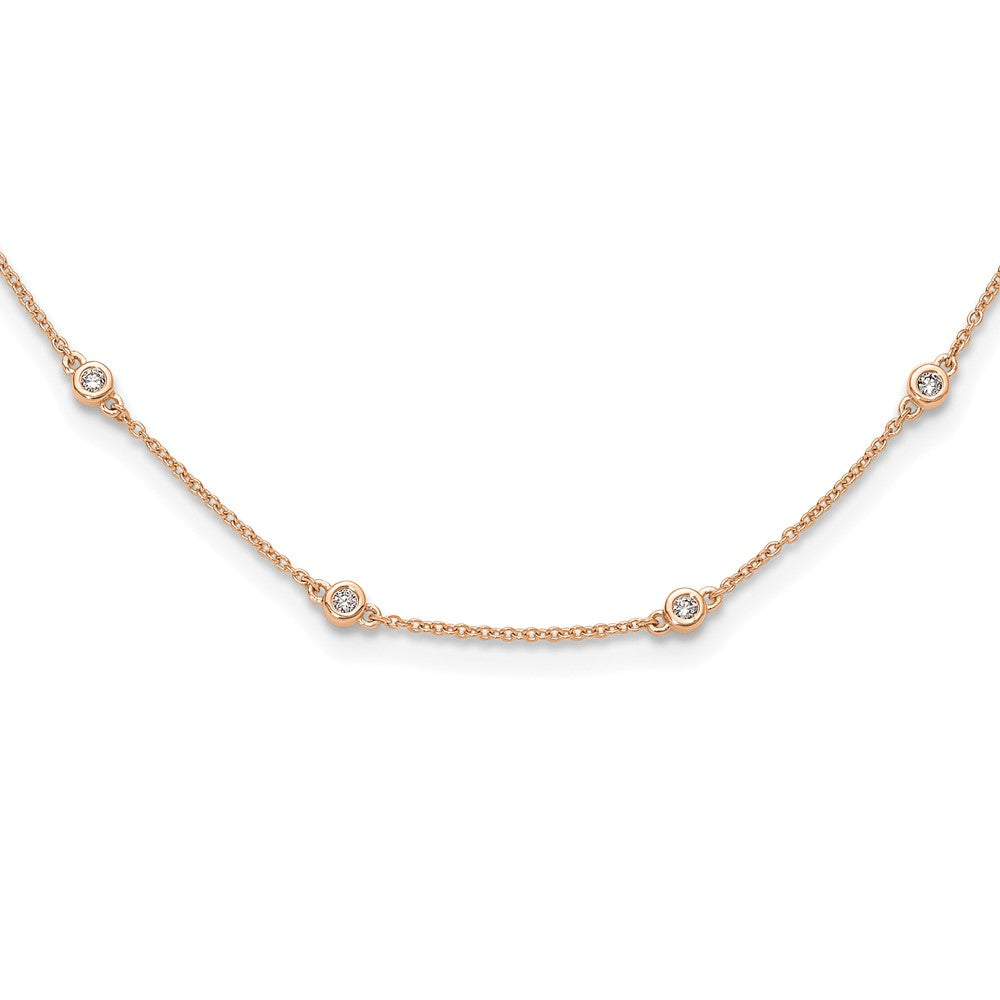 True Origin 14K Rose Gold 3/8 carat Lab Grown Diamond VS+ F+ Complete 16 Station 16 in Necklace, 0.405 ct, 16 x 1.2 mm