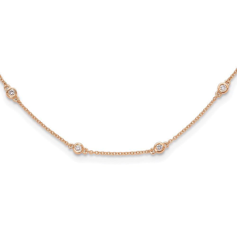 True Origin 14K Rose Gold 1/2 carat Lab Grown Diamond VS+ F+ Complete 18 Station 18 in Necklace, 0.455 ct, 18 x 1.2 mm