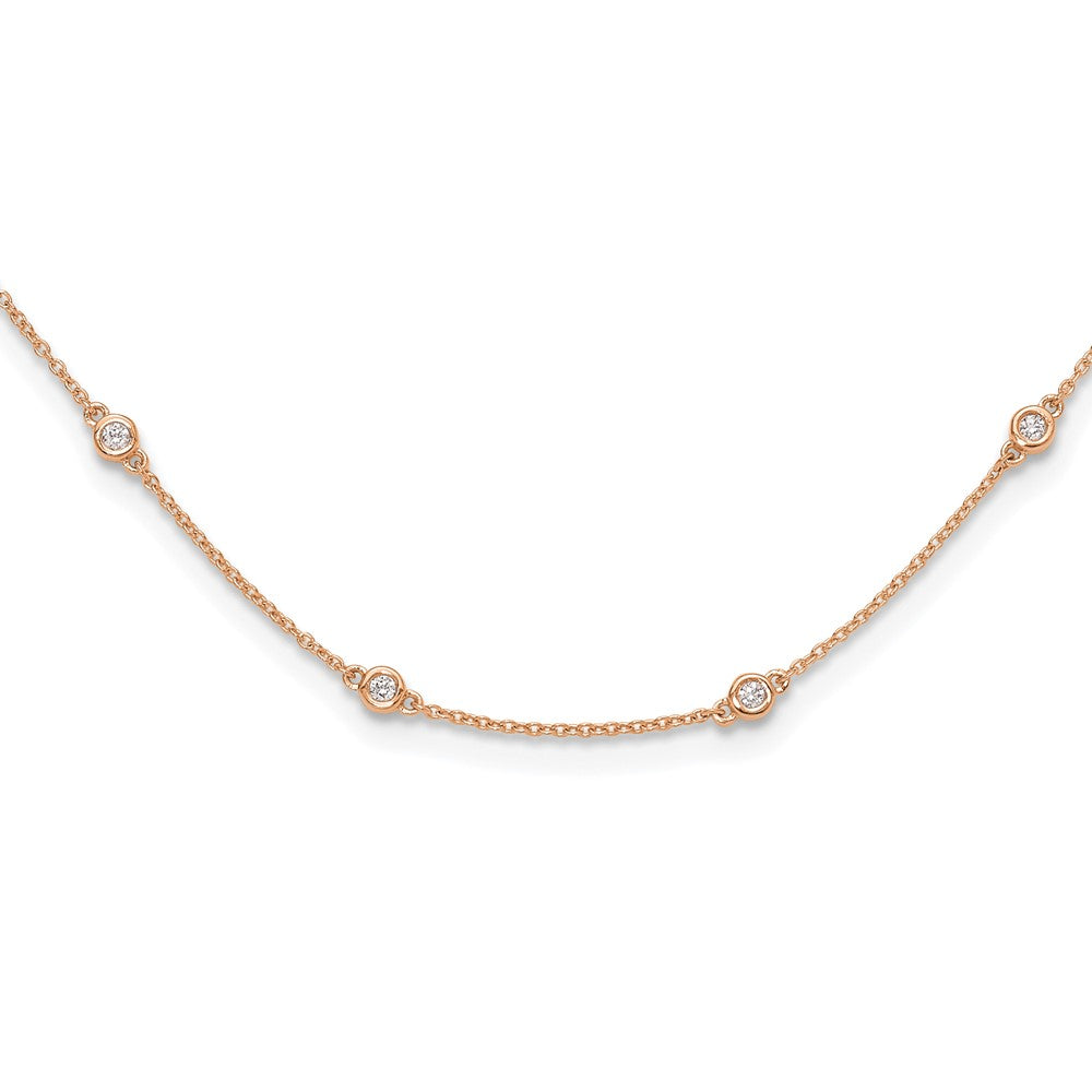 True Origin 14K Rose Gold 1/2 carat Lab Grown Diamond VS+ F+ Complete 20 Station 20 in Necklace, 0.5 ct, 20 x 1.2 mm