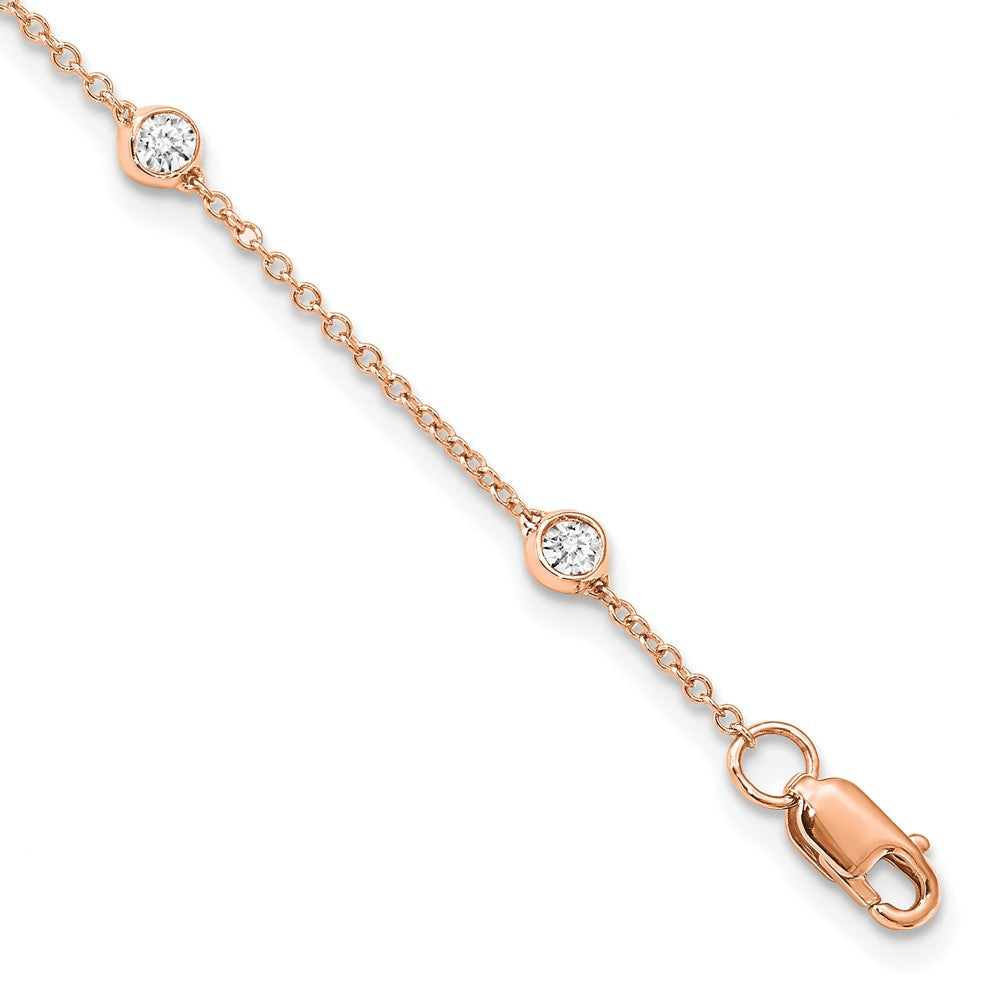 True Origin 14K Rose Gold 3/8 carat Lab Grown Diamond VS+ F+ Complete 7 Station 7 in Bracelet, 0.455 ct, 7 x 1.2 mm