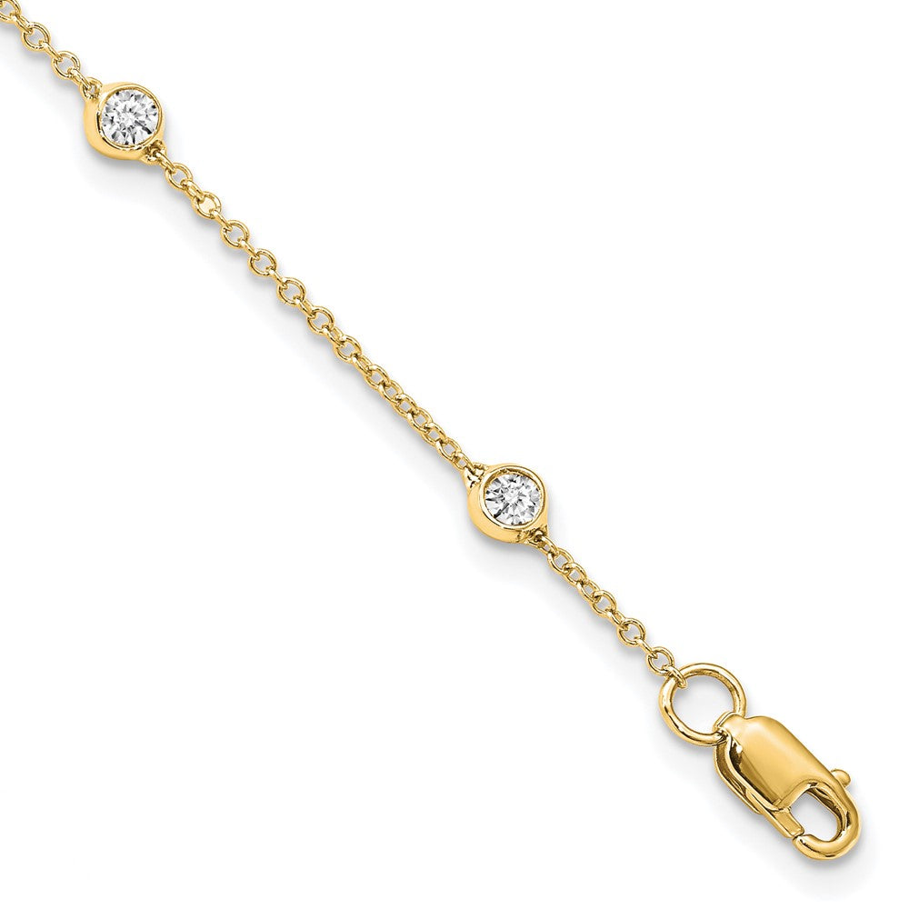 True Origin 14K Yellow Gold 3/8 carat Lab Grown Diamond VS+ F+ Complete 7 Station 7 in Bracelet, 0.455 ct, 7 x 1.2 mm
